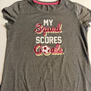 Soccer girl shirt “My Squad scores goals.” Girls size XL, great for 12-14 years